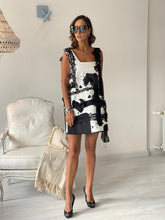 Load image into Gallery viewer, Handmade B&amp;W Dress with pearls