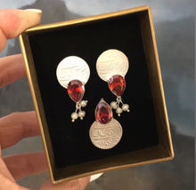 Load image into Gallery viewer, Silver Handmade Earrings in red