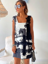 Load image into Gallery viewer, Handmade B&amp;W Dress with pearls