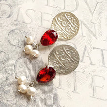 Load image into Gallery viewer, Silver Handmade Earrings in red