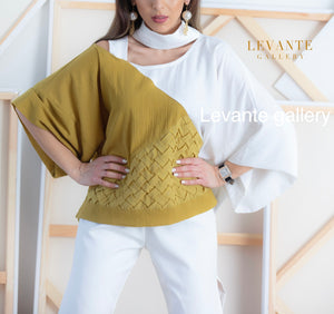 Cutout yellow and white top